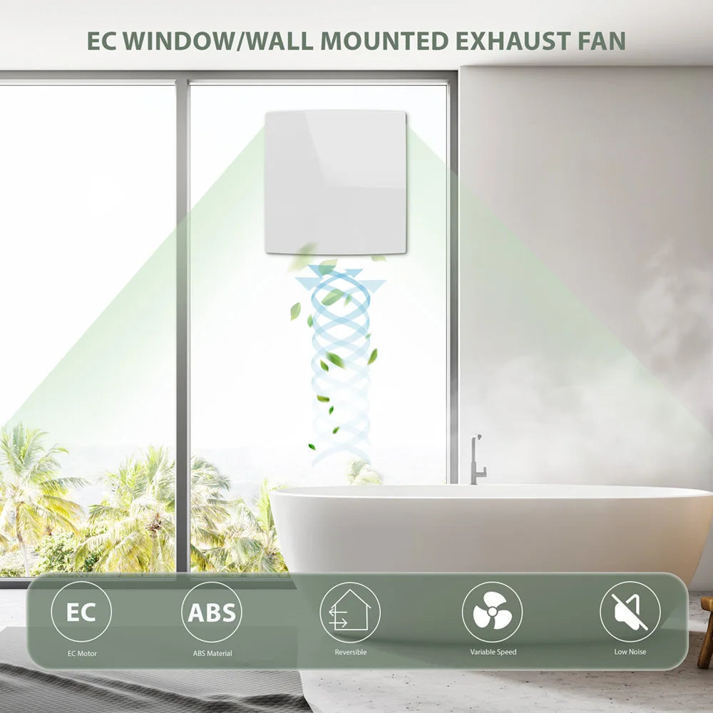 KCvents 4/6in Ventilation Fan 2 Directions Reversible with Remote Control for Home Bathroom Room Kitchen Wall Mount Exhaust Fan