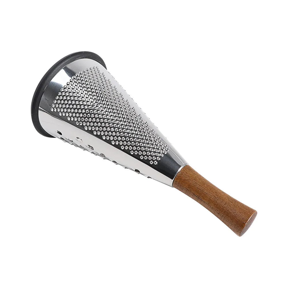 Vertical stainless steel conical three-sided vegetable cheese grater Multifunctional planer with wooden handle Home kitchen