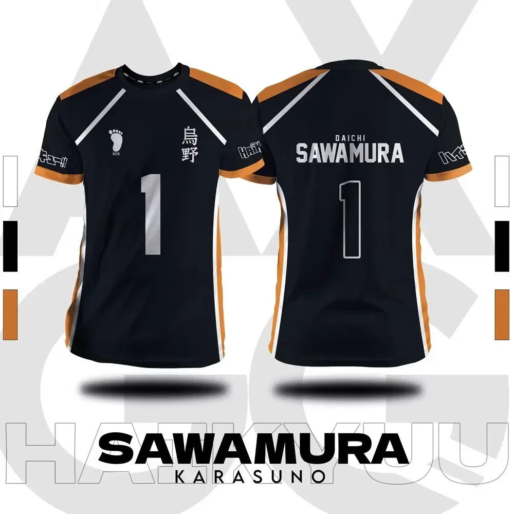 Haikyuu Fukurodani Hinata Cartoon Anime Cosplay Men Jersey Short Sleeve Kids Tee Clothing Unisex Tops New Fashion Women T-shirt