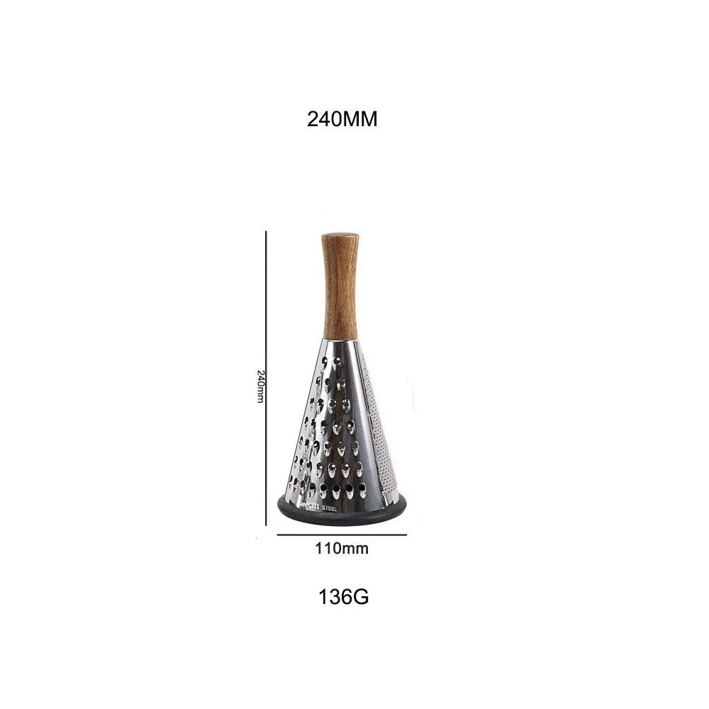 Vertical stainless steel conical three-sided vegetable cheese grater Multifunctional planer with wooden handle Home kitchen
