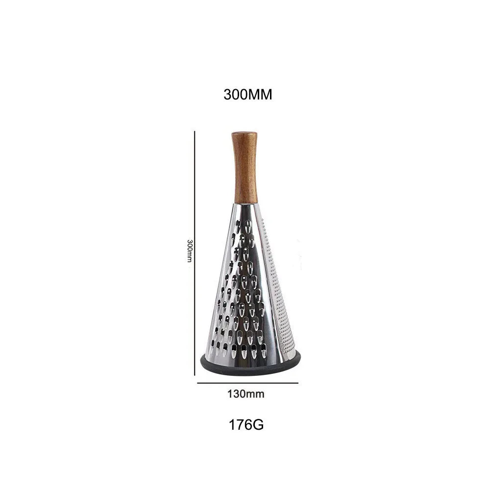 Vertical stainless steel conical three-sided vegetable cheese grater Multifunctional planer with wooden handle Home kitchen