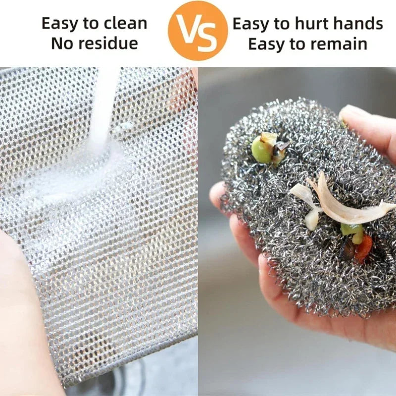 Rags for kitchen Scrubber Wire Dishcloth Thickened Double-sided Metal Steel Cleaning Towel Pot Dish Washing Cloths Scouring Pads