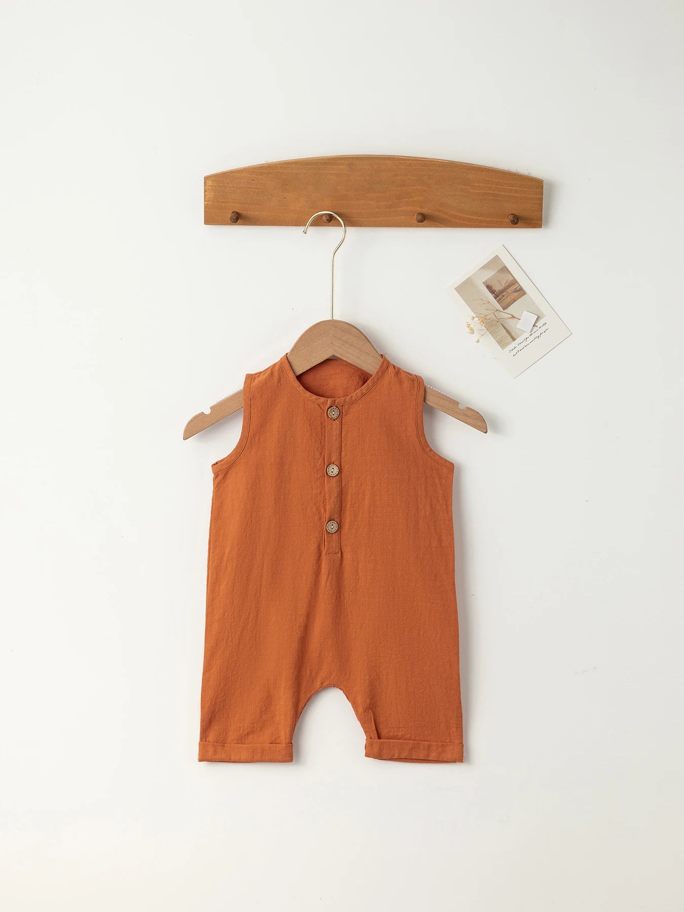 INS New Children's Jumpsuit Cotton and Linen Solid Color Newborn Crawler Unisex Bodysuit Baby Diaper Cover