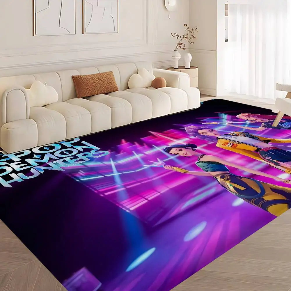 Kpop D-demon Hunters Floor Mat Rectangle Anti-slip Home Soft Badmat Front Door Indoor Outdoor Mat Welcome Doormat