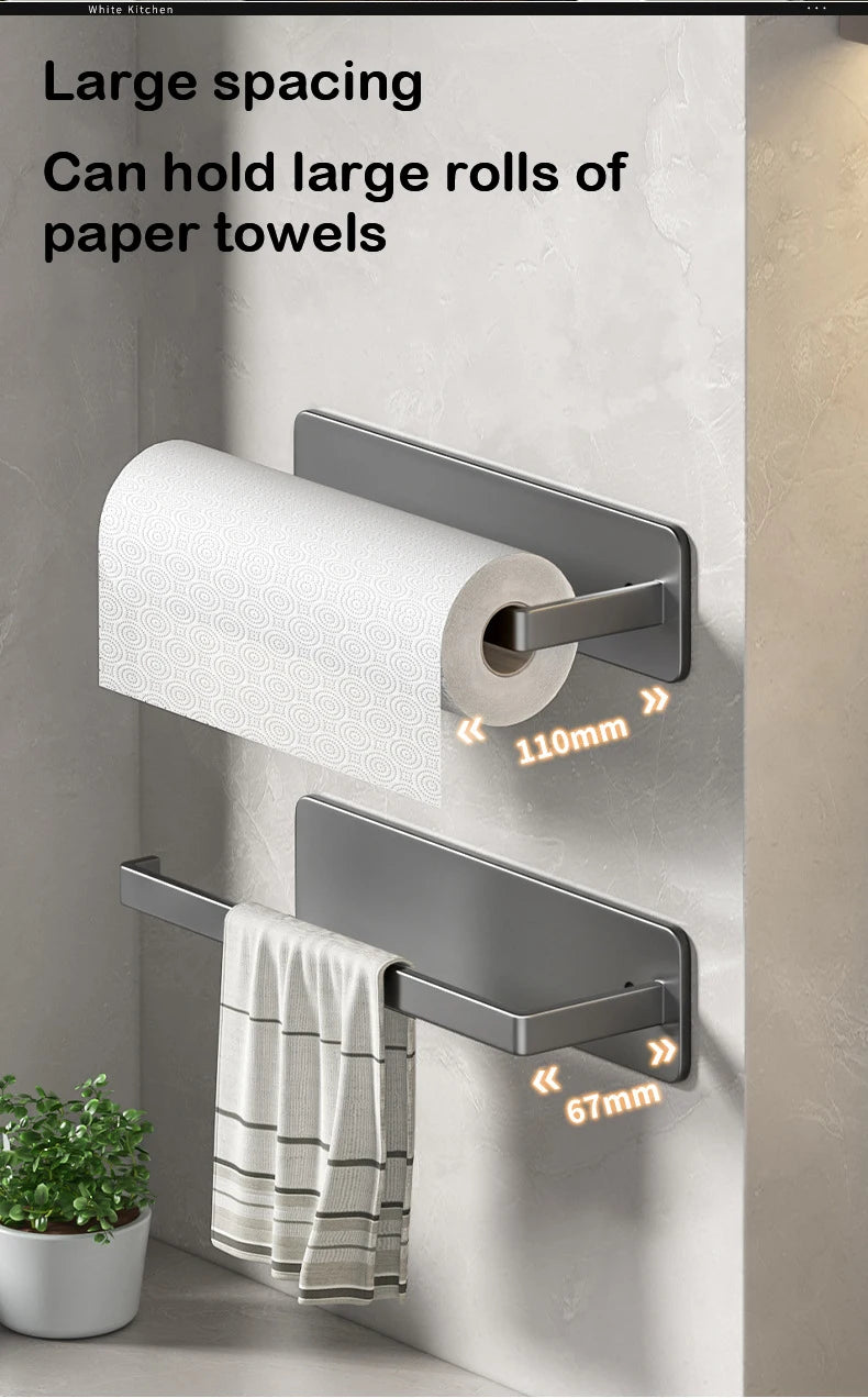 Kitchen Paper Towel Holder – Wall Mount, Nail-Free & Self-Adhesive