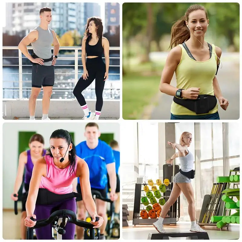 Microphone Belt Micpouch Fitness Carrierinstructor Waist Carrying Instructors Adjustable Workout Holder Adjustable Running Belt