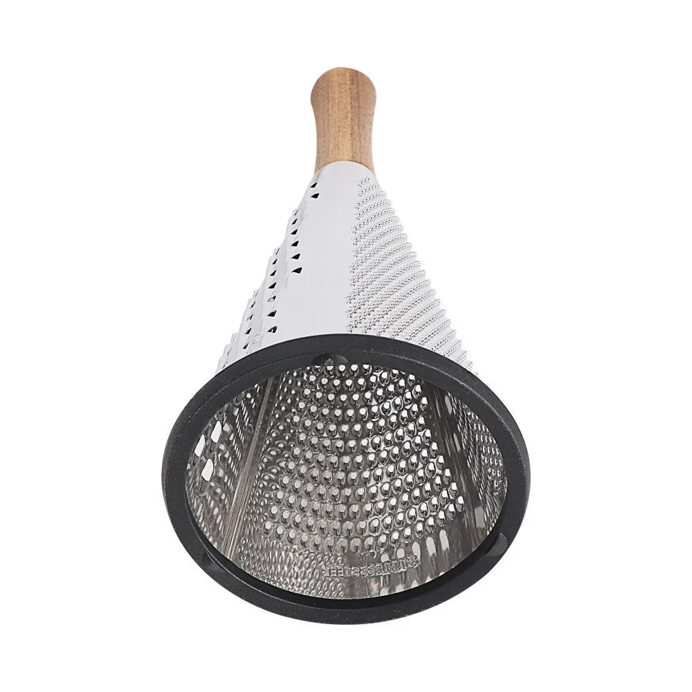 Vertical stainless steel conical three-sided vegetable cheese grater Multifunctional planer with wooden handle Home kitchen