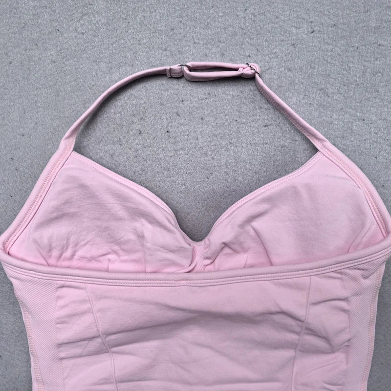 2 Pieces Seamless Yoga Set Workout Clothes Shorts Sets Adjustable Longline Strappy Top Scrunch Shorts Yoga Clothing Gym Set
