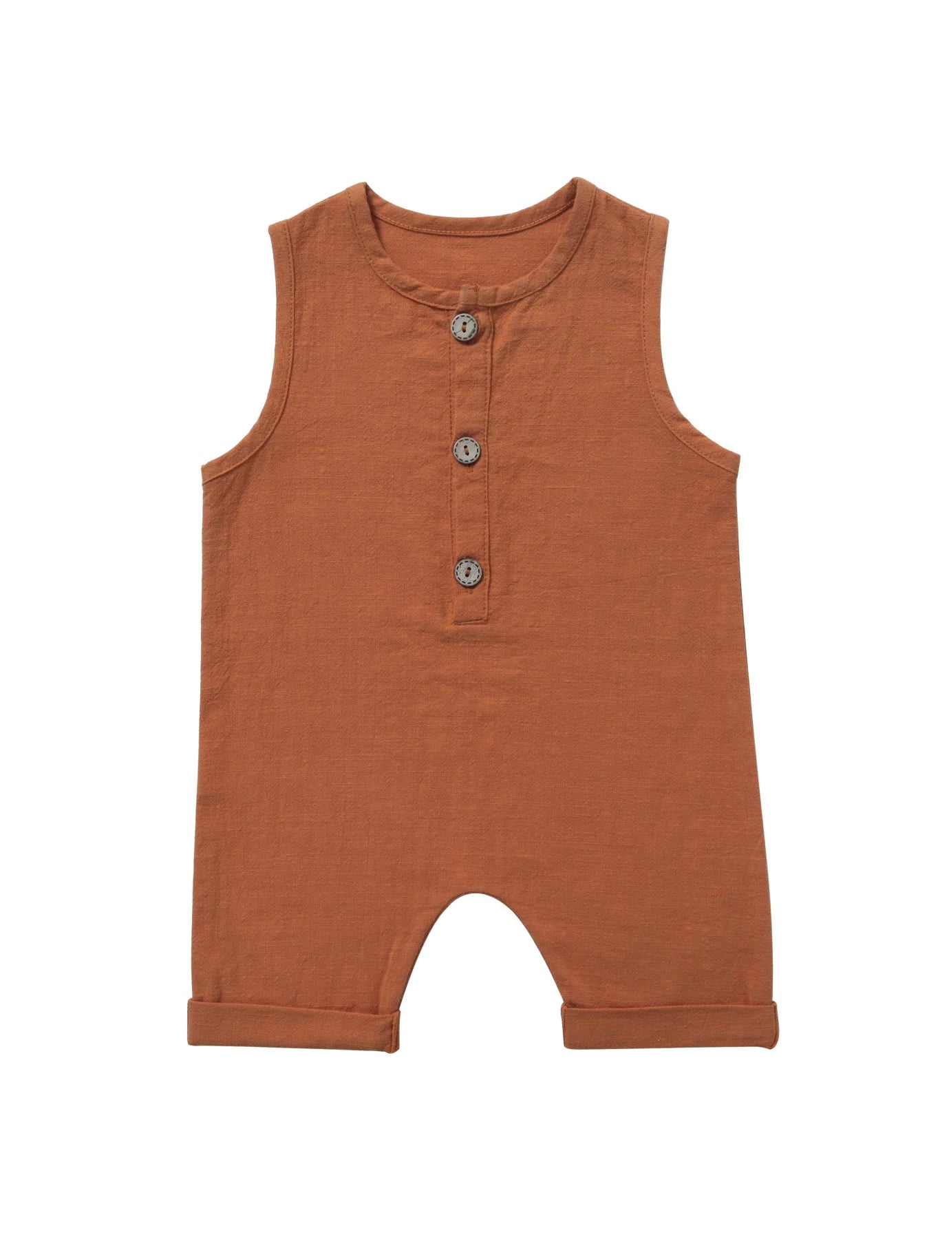 INS New Children's Jumpsuit Cotton and Linen Solid Color Newborn Crawler Unisex Bodysuit Baby Diaper Cover