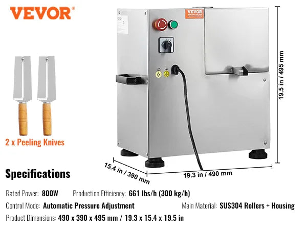 SucceBuy 750/800W Electric Sugar Cane Juicer Sugarcane Juicer Machine 3/4 Stainless Steel Rollers for Home and Commercial