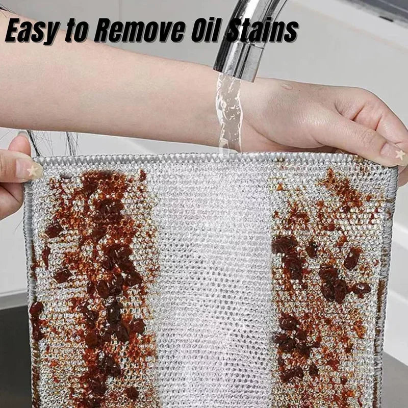 Rags for kitchen Scrubber Wire Dishcloth Thickened Double-sided Metal Steel Cleaning Towel Pot Dish Washing Cloths Scouring Pads