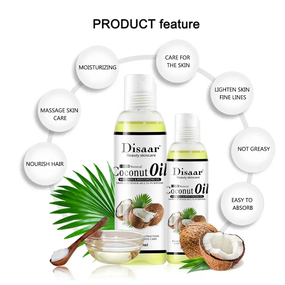 100% Natural Organic Coconut Oil Body Face Massage Essential Oil Moisturizing Relaxation Oil Control Skin Care Help Sleep Disaar