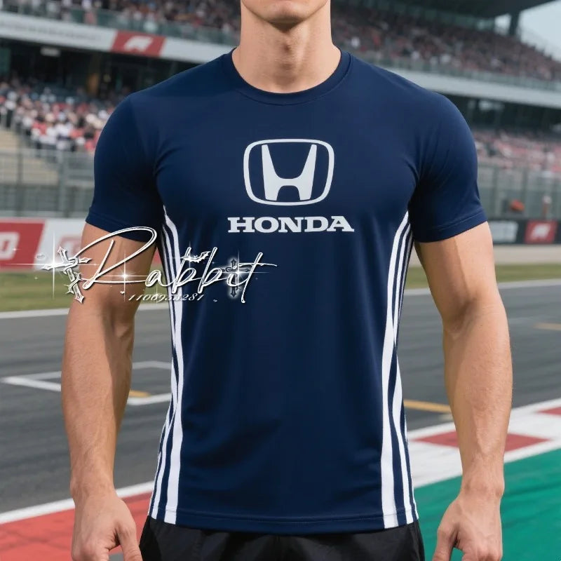 Summer New Honda HRC Motorcycle Racing Track Rider Quick Dry T-shirt Men's Fashion Training Sports Quick Dry Short Sleeved Shirt