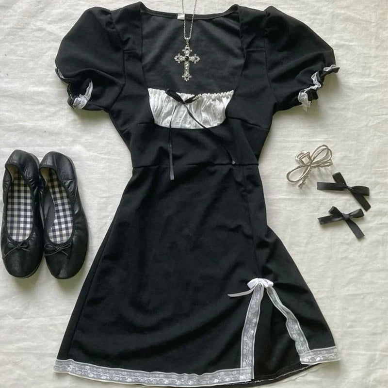 Chic Punk Y2K Dress Aesthetics Graphic Print Fashion Rock Goth Braces skirt Vintage Hiphop Sexy Pleated skirt Summer Streetwear