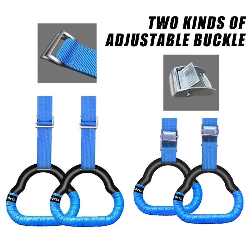 Eco-friendly Gym Ring With Adjustable Straps Buckles Indoor Pull-up Fitness Gymnastics Rings For Kids Home Exercise Equipment