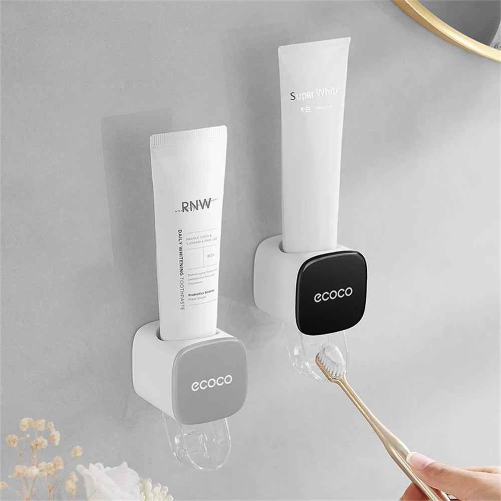 Wall-mounted automatic toothpaste dispenser – dust-proof, easy to use for adults and kids. Keeps your bathroom tidy and your toothpaste ready with a single touch!