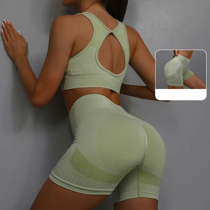 2PCS Yoga Suit Yoga Sports Underwear Women's Fitness Suit Vest Running Sports Yoga Shorts Set Yoga Set Workout Set