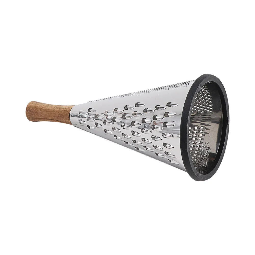 Vertical stainless steel conical three-sided vegetable cheese grater Multifunctional planer with wooden handle Home kitchen
