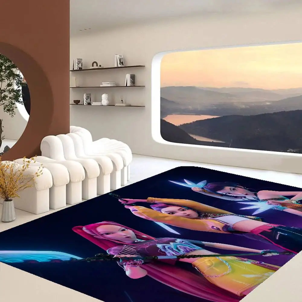 Kpop D-demon Hunters Floor Mat Rectangle Anti-slip Home Soft Badmat Front Door Indoor Outdoor Mat Welcome Doormat