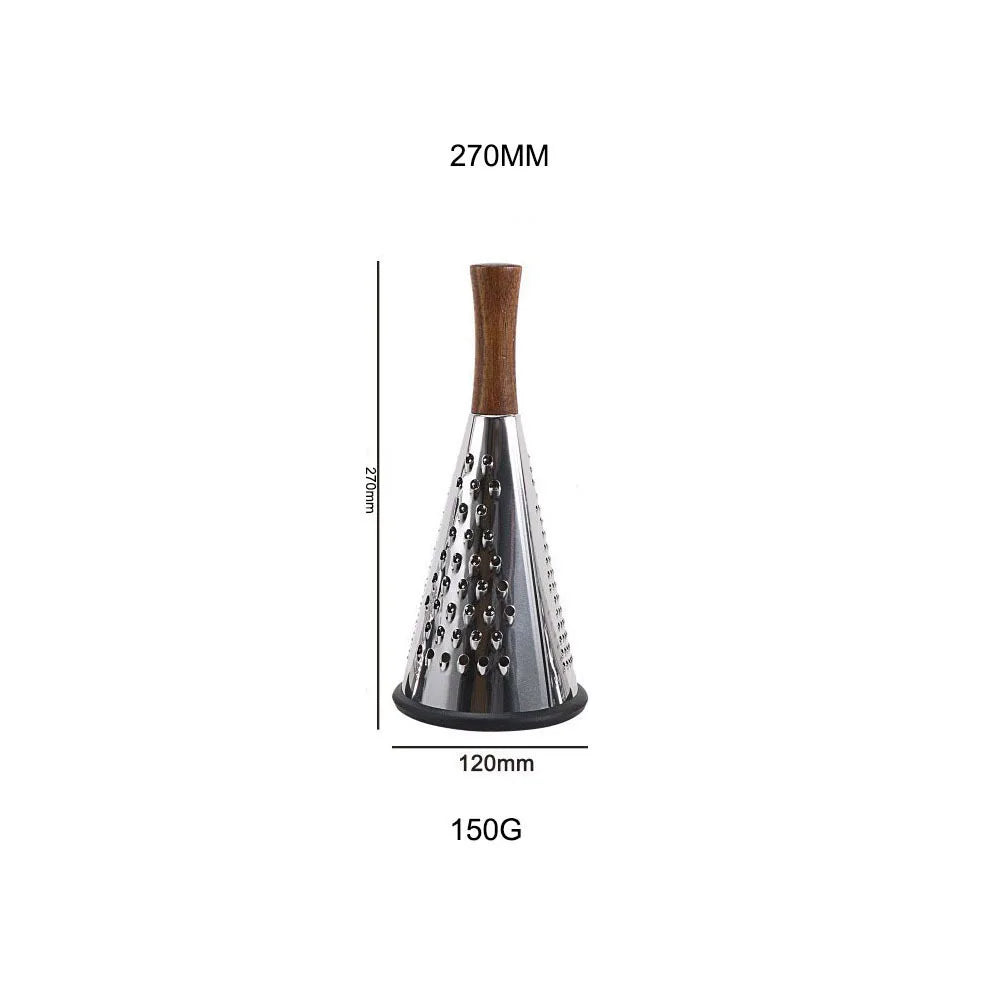 Vertical stainless steel conical three-sided vegetable cheese grater Multifunctional planer with wooden handle Home kitchen