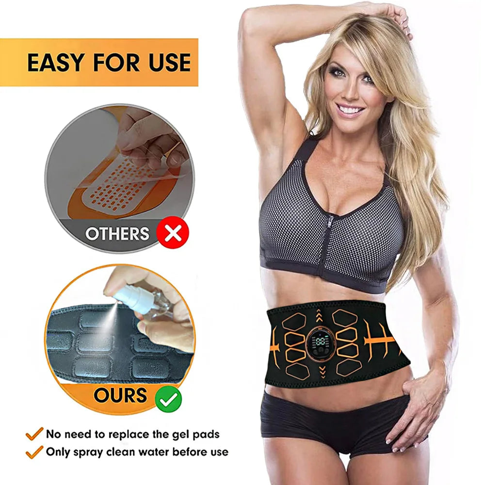 EMS Muscle Stimulator Abs Trainer Abdominal Muscle Toner Electronic Toning Belts USB Weight Loss Massager Home Fitness Equipment