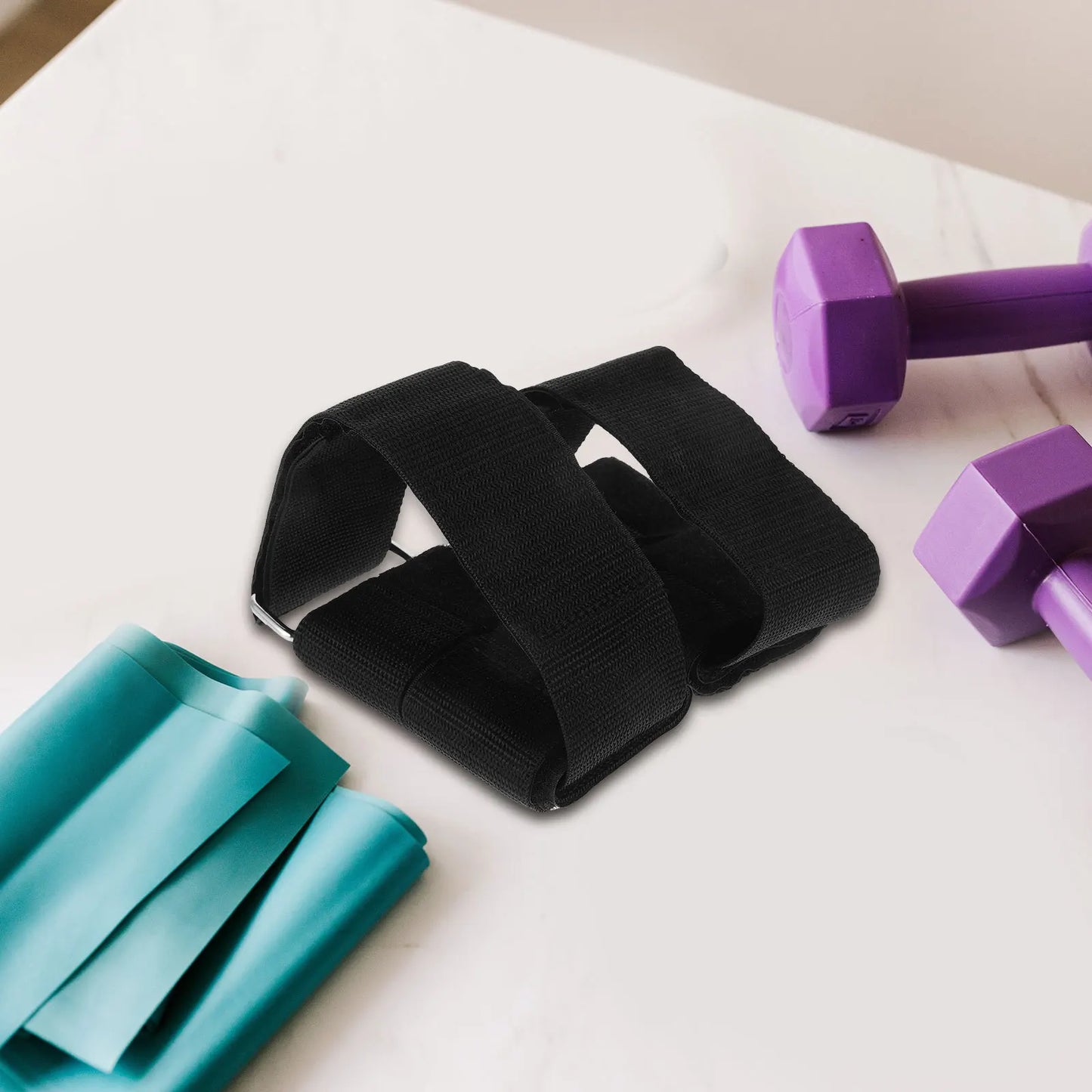 1Pair Dumbbell Ankle Straps Adjustable Durable Sturdy Hook Loop Closure Fitness Attachment Leg Lift Workout Dumbbell Foot Strap