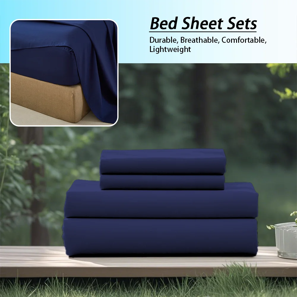 3/4Pcs soft solid color fashionable home bedding set, suitable for all seasons,1 fitted sheet, 1 flat sheet, 1/ 2 pillowcases