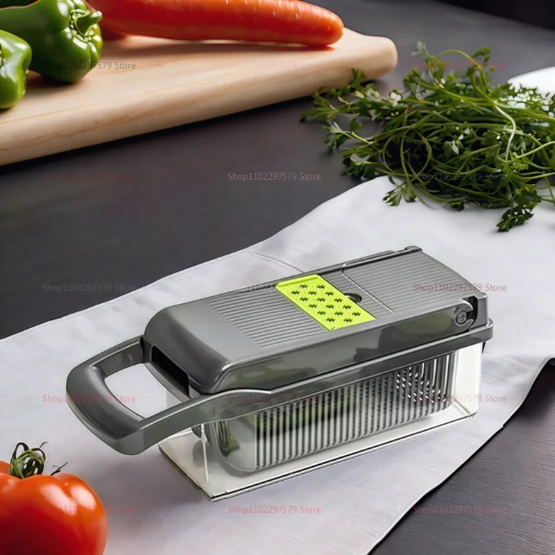 Household Vegetable Slicer and Food Chopper Kitchen Tool with Tomato Carrot Onion Grater Shredder for Meal Prep and Cooking