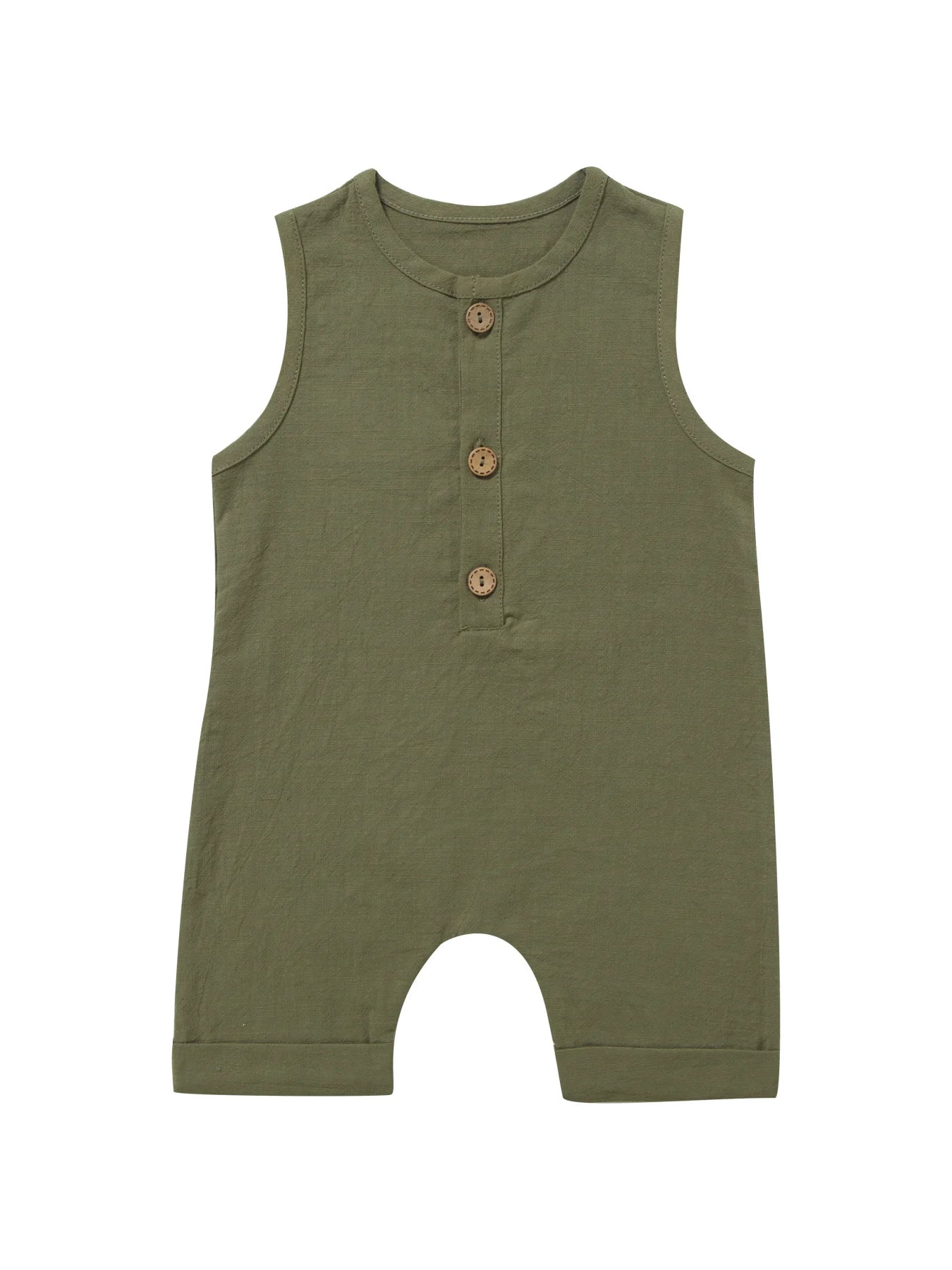 INS New Children's Jumpsuit Cotton and Linen Solid Color Newborn Crawler Unisex Bodysuit Baby Diaper Cover