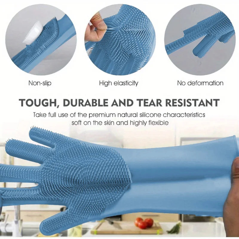 Food-Grade Silicone Gloves - Oil-, Slip- & Heat-Resistant Cleaning Gloves, Durable & Easy to Clean, Must-Have for Home