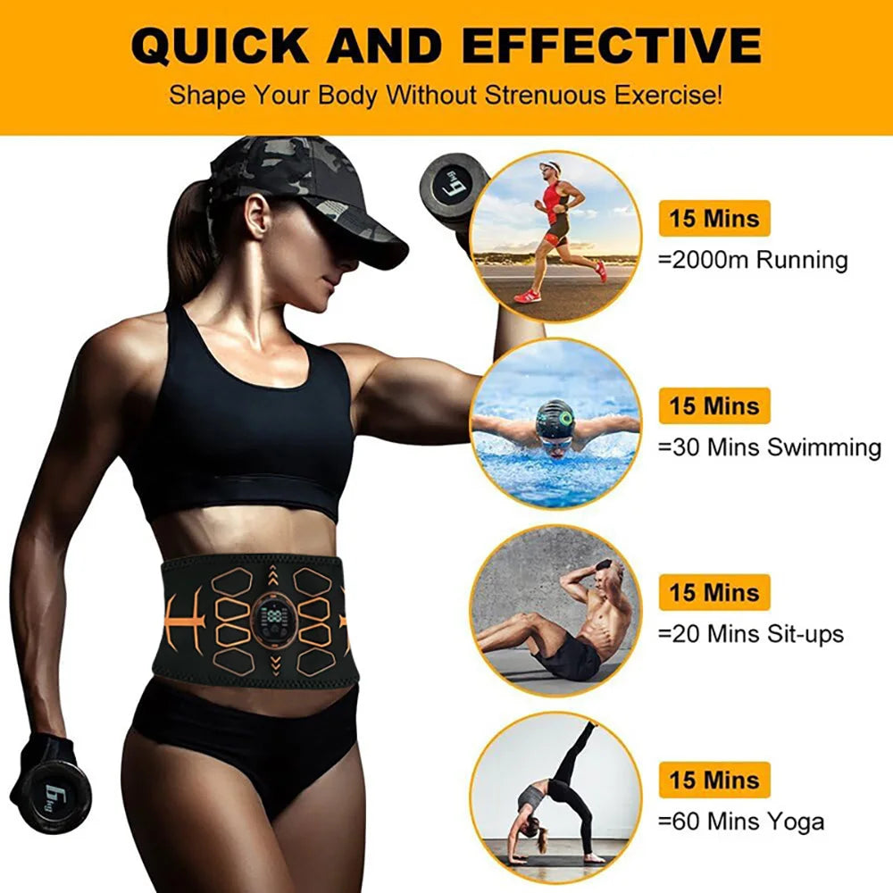 EMS Muscle Stimulator Abs Trainer Abdominal Muscle Toner Electronic Toning Belts USB Weight Loss Massager Home Fitness Equipment