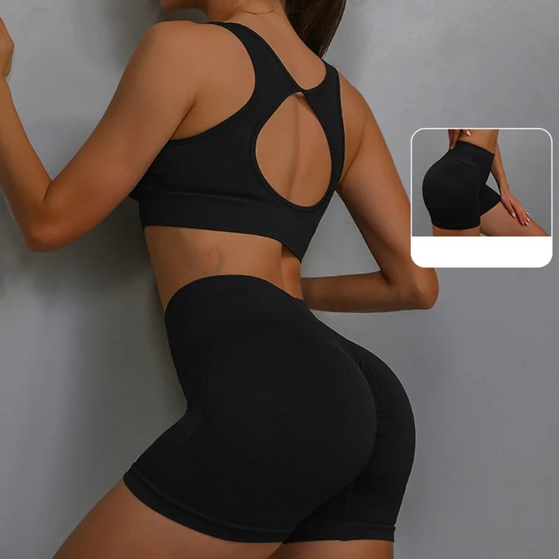 2PCS Yoga Suit Yoga Sports Underwear Women's Fitness Suit Vest Running Sports Yoga Shorts Set Yoga Set Workout Set