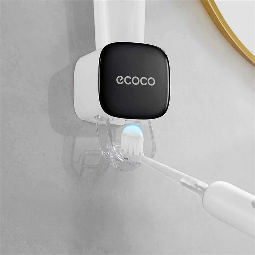 Wall-mounted automatic toothpaste dispenser – dust-proof, easy to use for adults and kids. Keeps your bathroom tidy and your toothpaste ready with a single touch!