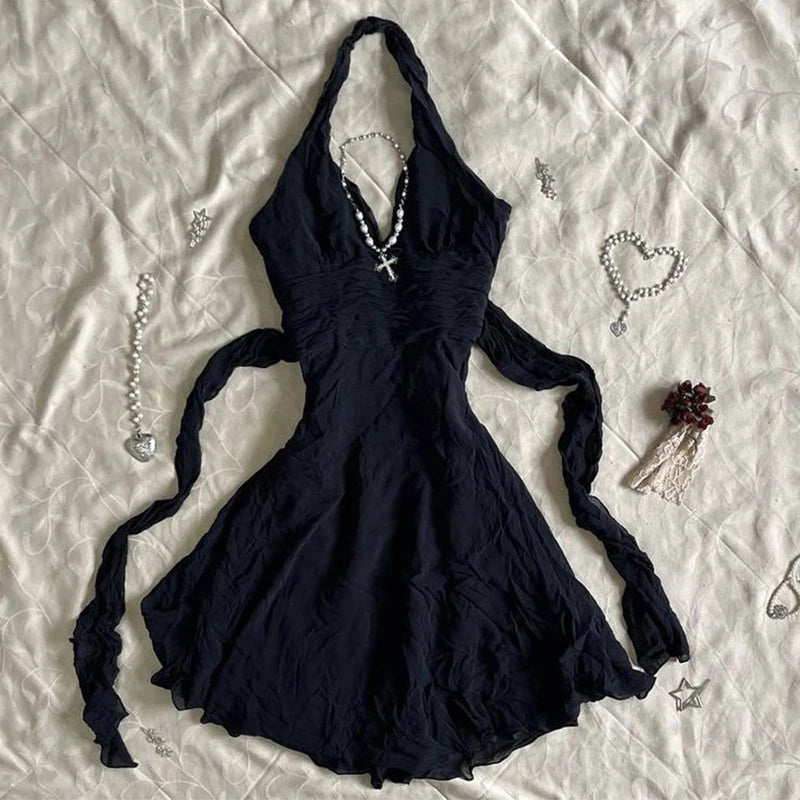 Chic Punk Y2K Dress Aesthetics Graphic Print Fashion Rock Goth Braces skirt Vintage Hiphop Sexy Pleated skirt Summer Streetwear