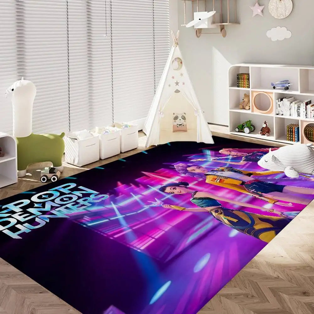 Kpop D-demon Hunters Floor Mat Rectangle Anti-slip Home Soft Badmat Front Door Indoor Outdoor Mat Welcome Doormat