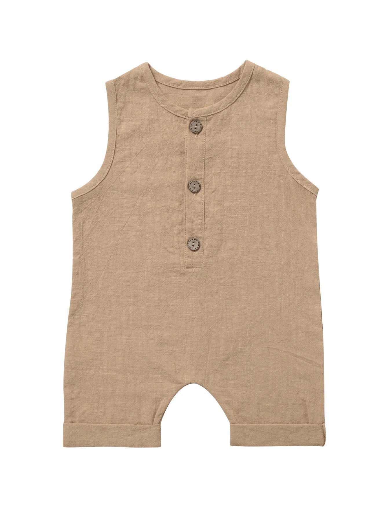 INS New Children's Jumpsuit Cotton and Linen Solid Color Newborn Crawler Unisex Bodysuit Baby Diaper Cover