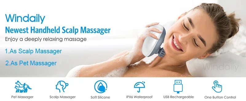 Rechargeable Electric Scalp & Body Massager – Deep Relaxation for Head, Neck & Shoulders