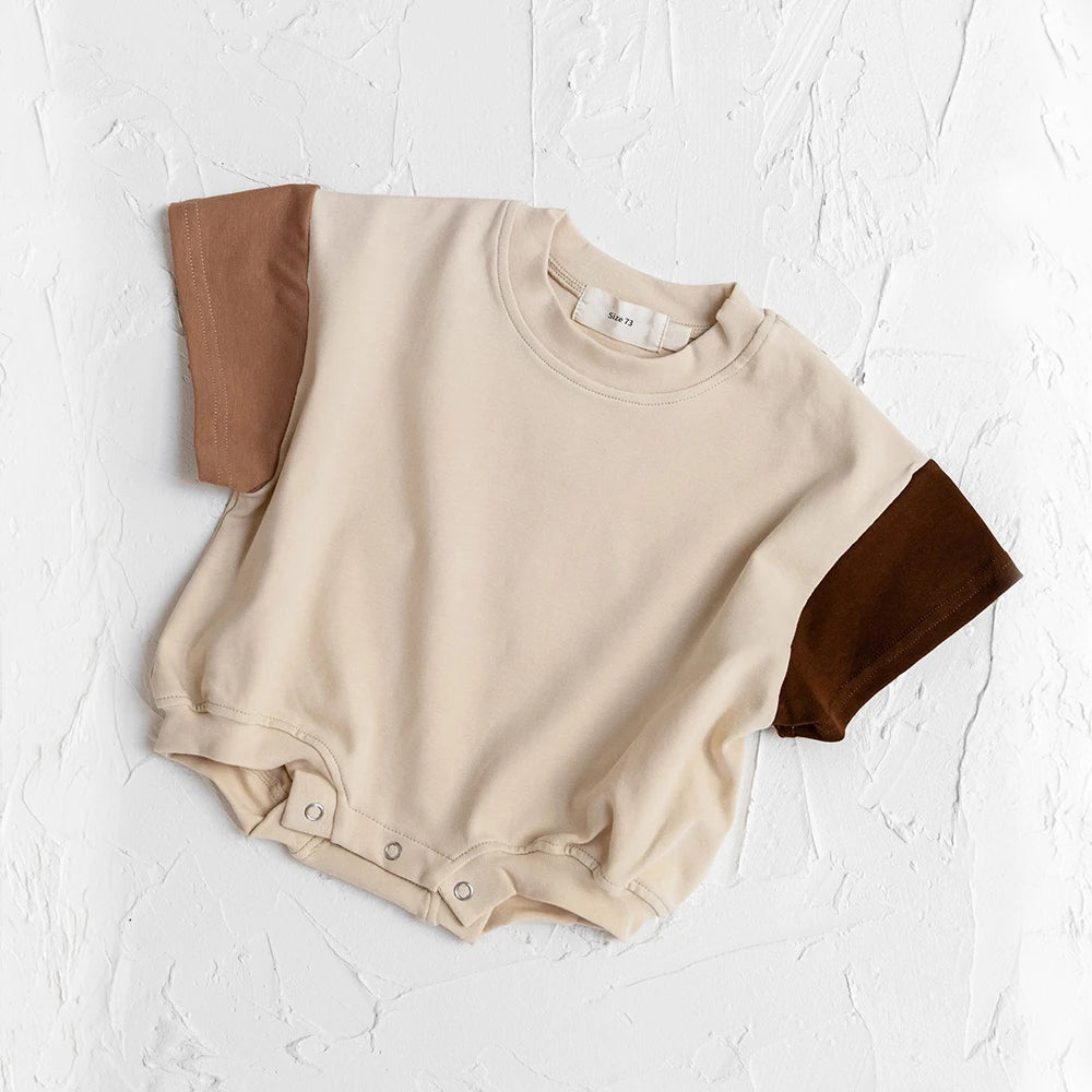 2024 Summer Newborn Baby Boys Girls Oversized Rompers Unisex Romper For Babies Solid Cotton Short Sleeve Bodysuit Jumpsuits
