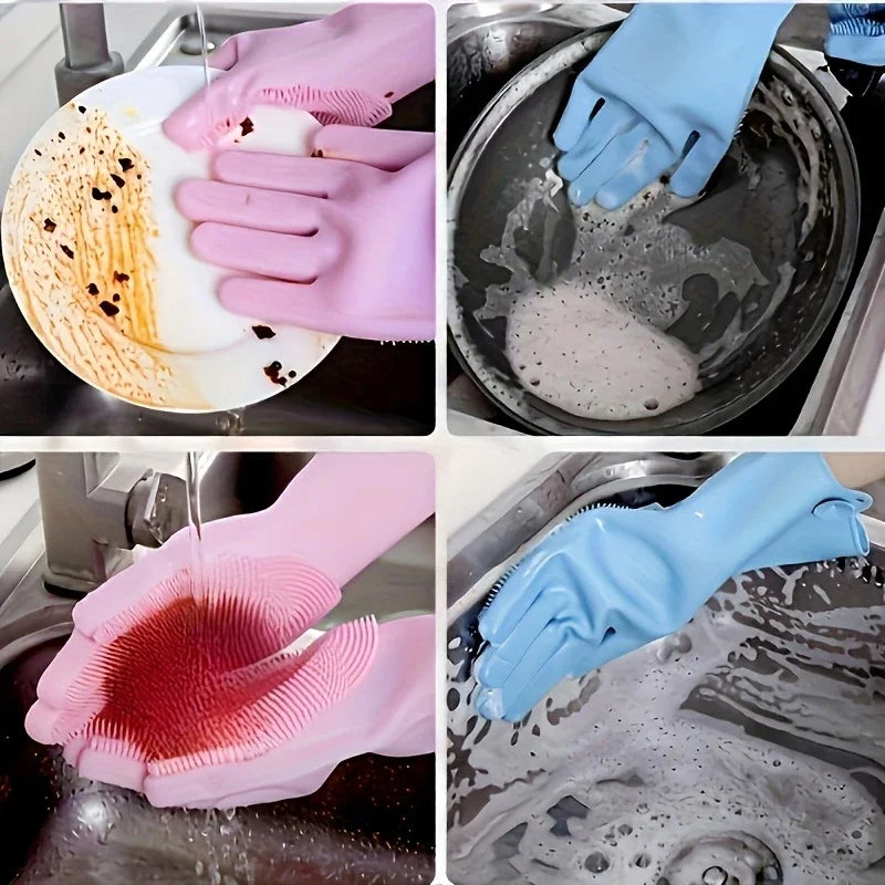 Food-Grade Silicone Gloves - Oil-, Slip- & Heat-Resistant Cleaning Gloves, Durable & Easy to Clean, Must-Have for Home