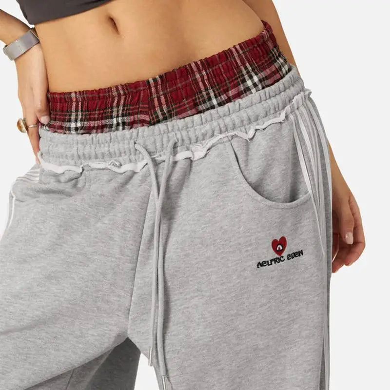 American Retro College Style Loose Fit Two-Piece Set with Double Waist Head Fake Bathroom Pants for Sports Leisure 2025 Fashion