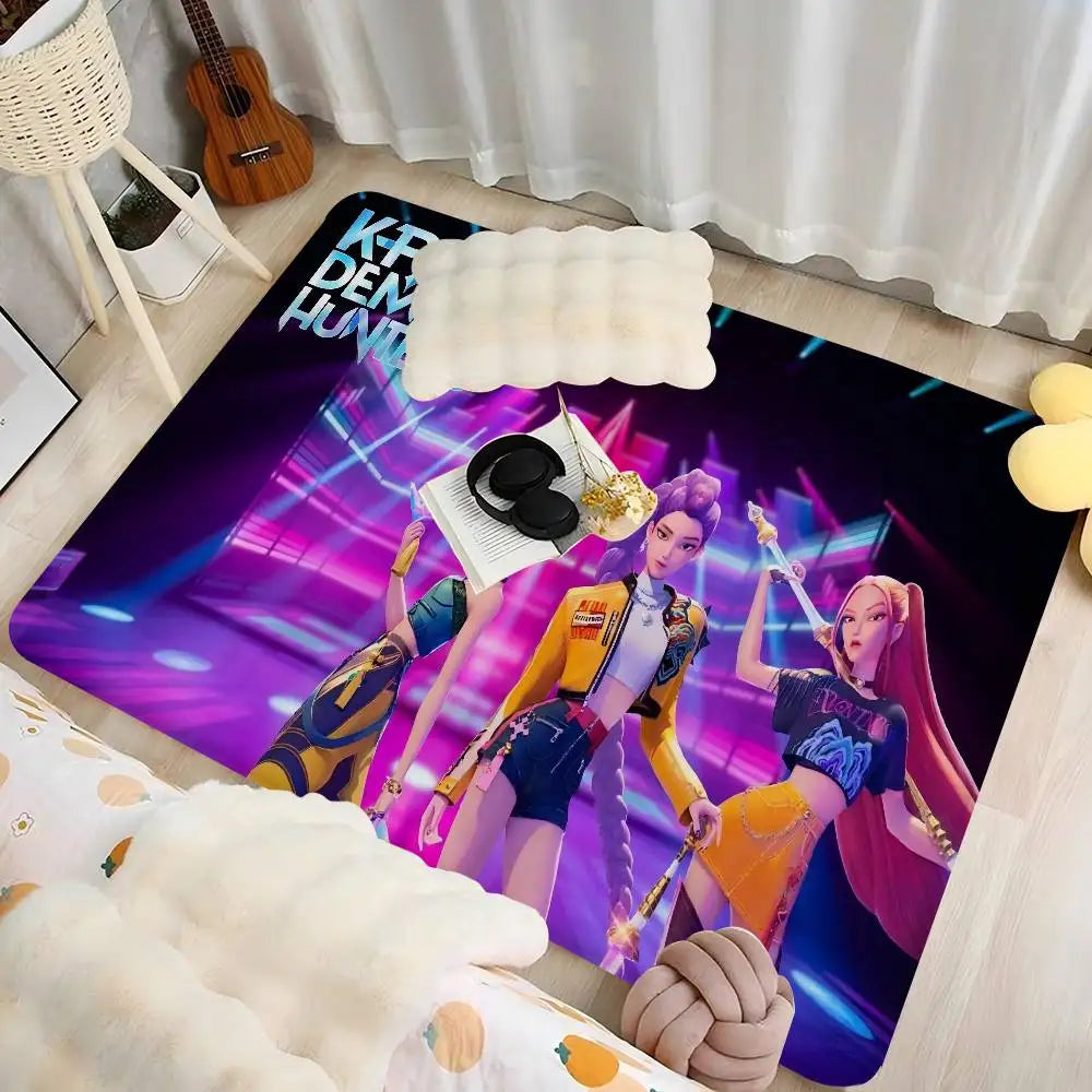 Kpop D-demon Hunters Floor Mat Rectangle Anti-slip Home Soft Badmat Front Door Indoor Outdoor Mat Welcome Doormat