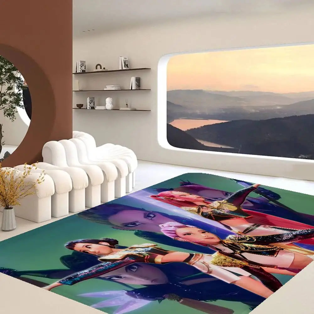 Kpop D-demon Hunters Floor Mat Rectangle Anti-slip Home Soft Badmat Front Door Indoor Outdoor Mat Welcome Doormat