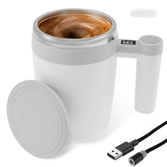 Rechargeable Self-Stirring Mug – 400ml Magnetic Automatic Coffee Cup, Stainless Steel