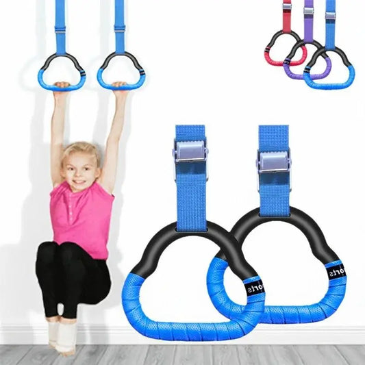 Eco-friendly Gym Ring With Adjustable Straps Buckles Indoor Pull-up Fitness Gymnastics Rings For Kids Home Exercise Equipment