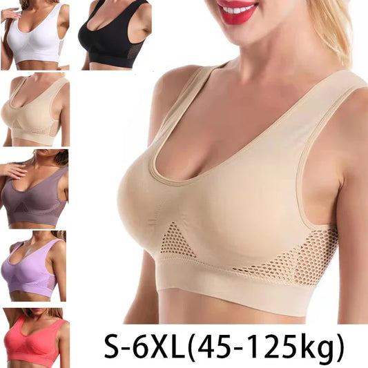 1pcs Women’s Sports Bra – wireless, seamless, removable padding, breathable mesh design. Perfect for running and everyday workouts!