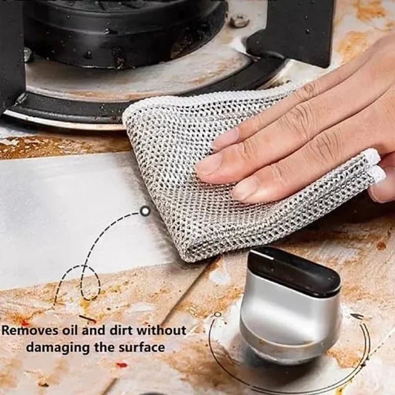 Rags for kitchen Scrubber Wire Dishcloth Thickened Double-sided Metal Steel Cleaning Towel Pot Dish Washing Cloths Scouring Pads