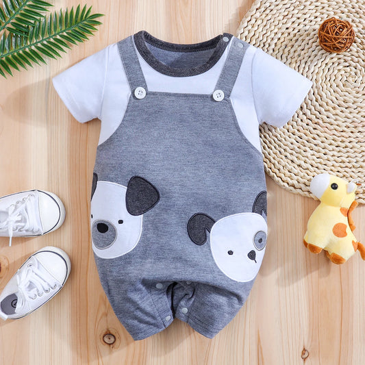 IURNXB Baby Romper Short Sleeve Onesie Boys Girls Newborn Infant Bodysuits Cute Dog Printed Jumpsuit Summer Outfits 1-18M