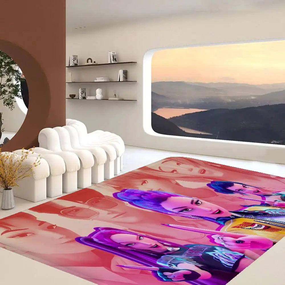 Kpop D-demon Hunters Floor Mat Rectangle Anti-slip Home Soft Badmat Front Door Indoor Outdoor Mat Welcome Doormat