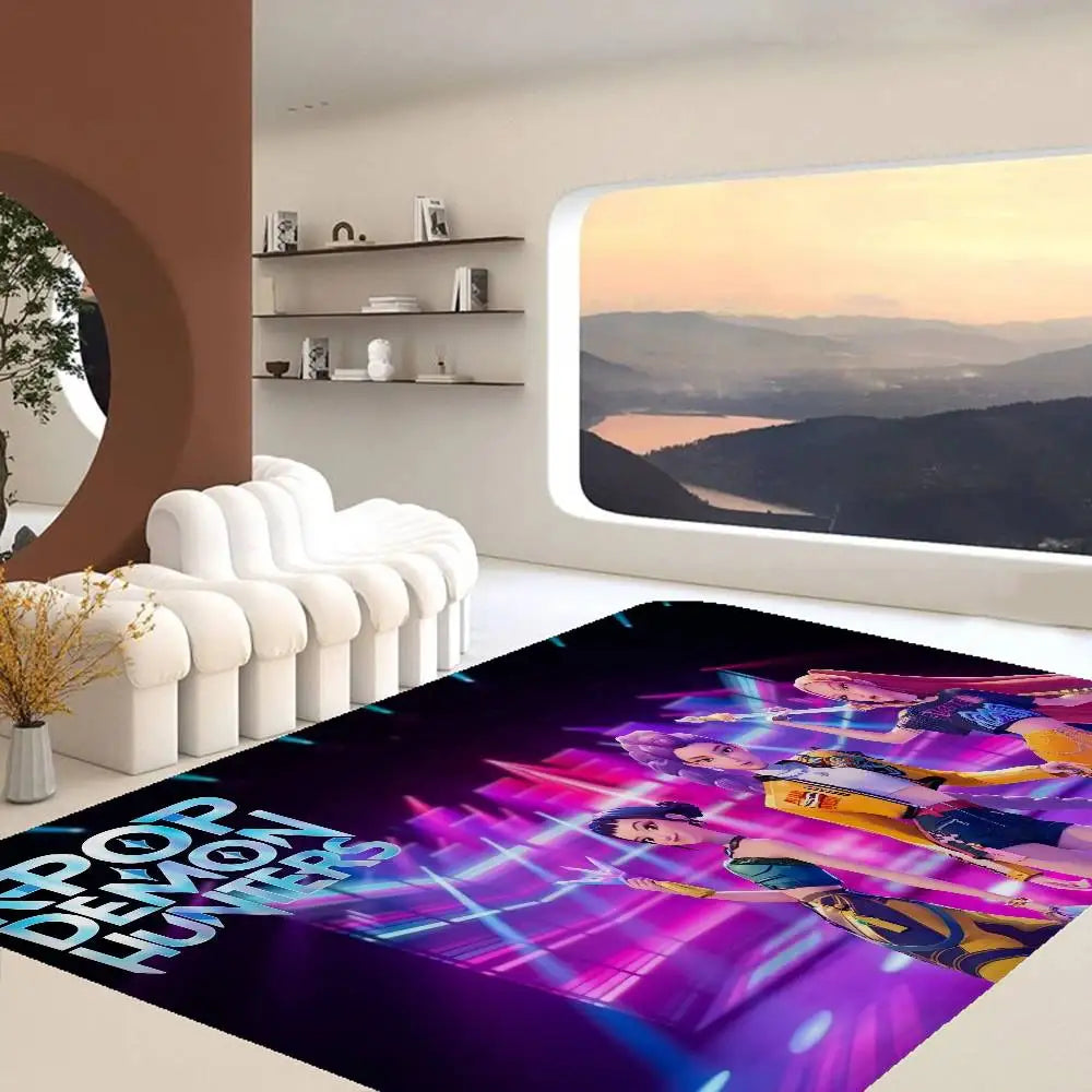 Kpop D-demon Hunters Floor Mat Rectangle Anti-slip Home Soft Badmat Front Door Indoor Outdoor Mat Welcome Doormat