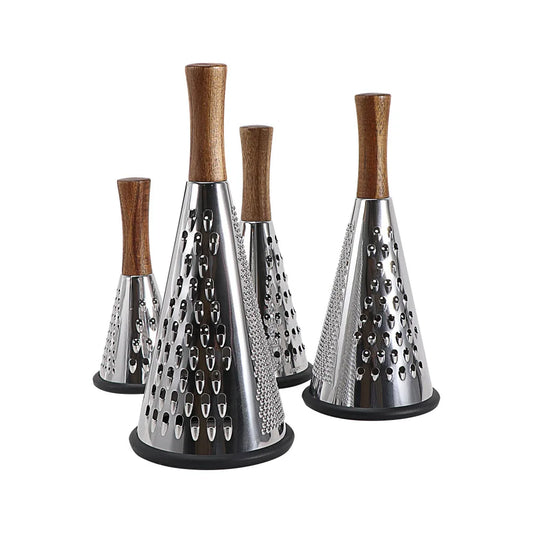 Vertical stainless steel conical three-sided vegetable cheese grater Multifunctional planer with wooden handle Home kitchen